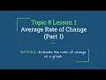 Topic 8 Lesson 1 - Average Rate of Change Part 1 Graphs