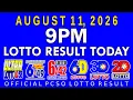 9pm Lotto Result Today August 11 2026 PCSO