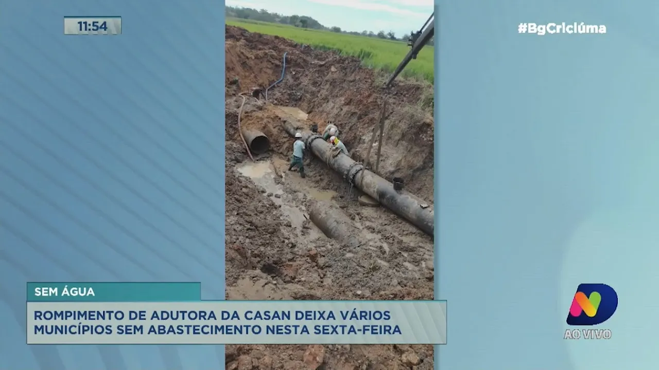 Rompimento de adutora da Casan deixa seis municípios do Sul sem água