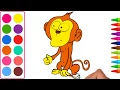 How to draw and color Orang Utan for kids