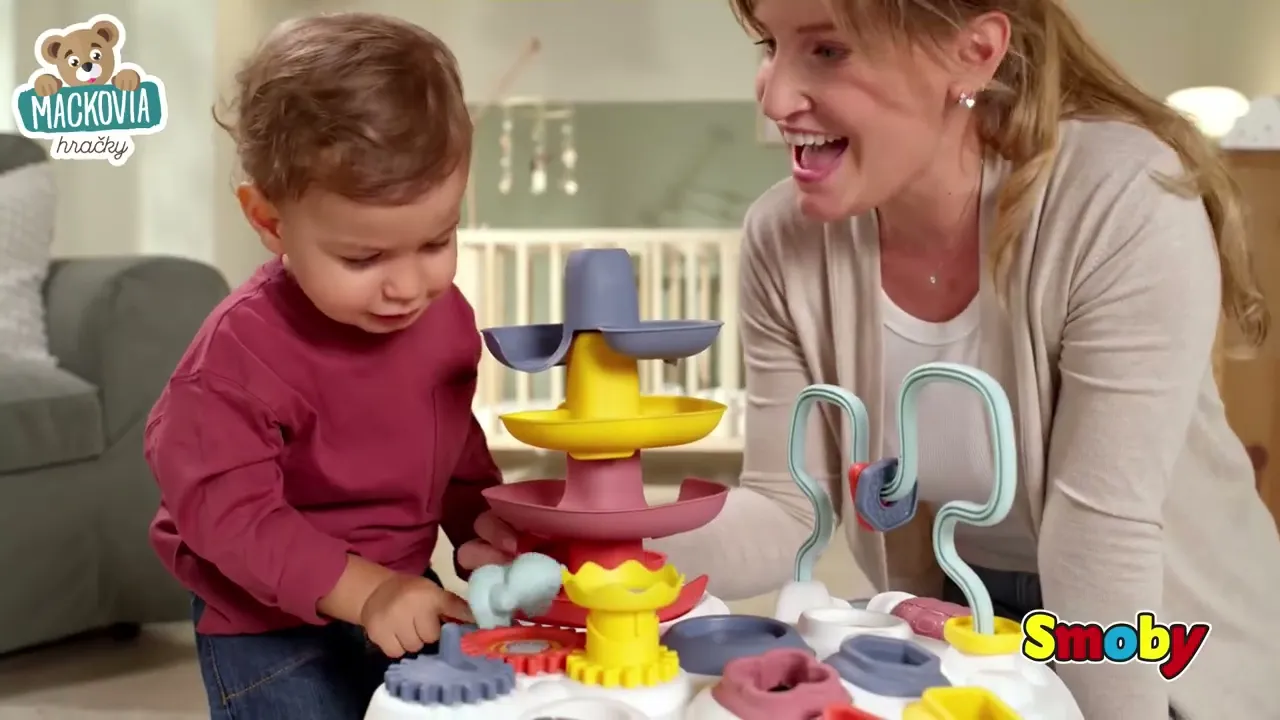 Interaktívne hudobné stoly - Set didaktický stolík Activity Table Little a chodítko a kočík 3v1 Smoby - 6