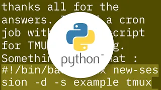How to run a python script at a certain time in a tmux terminal