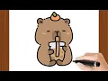 How To Draw CAPYBARA DRINKING KAWAII I Easy