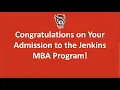 Jenkins MBA Welcome