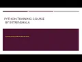 Python Training by Internshala Trainings