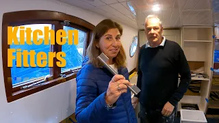 BARGE BUILD. Kitchen Fitters.How are we getting on with that job??? Sailing Ocean Fox Ep192