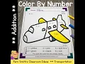 Color By Number Addition Transportation With Free Bonus Coloring Pages