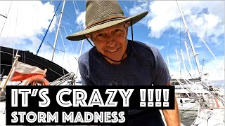 CRAZY STORM CONDITIONS IN THE MARINA!!! And boken toe… 🥹 / Sailing Aquarius Ep. 172