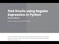 Find Emails using Regular Expression in python Email in python