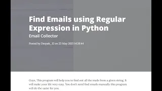 Find Emails using Regular Expression in python Email in python