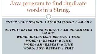 Java program to find duplicate words in String