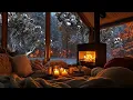 Download Lagu Relaxing Winter Snowfall with Soft Jazz Music on Cozy Cabin Ambience ⛄ Fireplace Sounds for Unwind