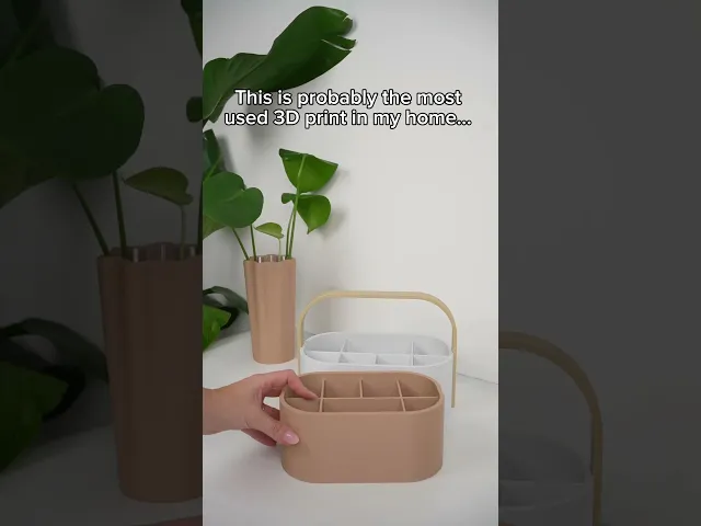 TANDIS Minimalist Organizer Caddy | 3D Printable Pen Holder, Makeup Storage, Desk Organizer with Han video thumbnail
