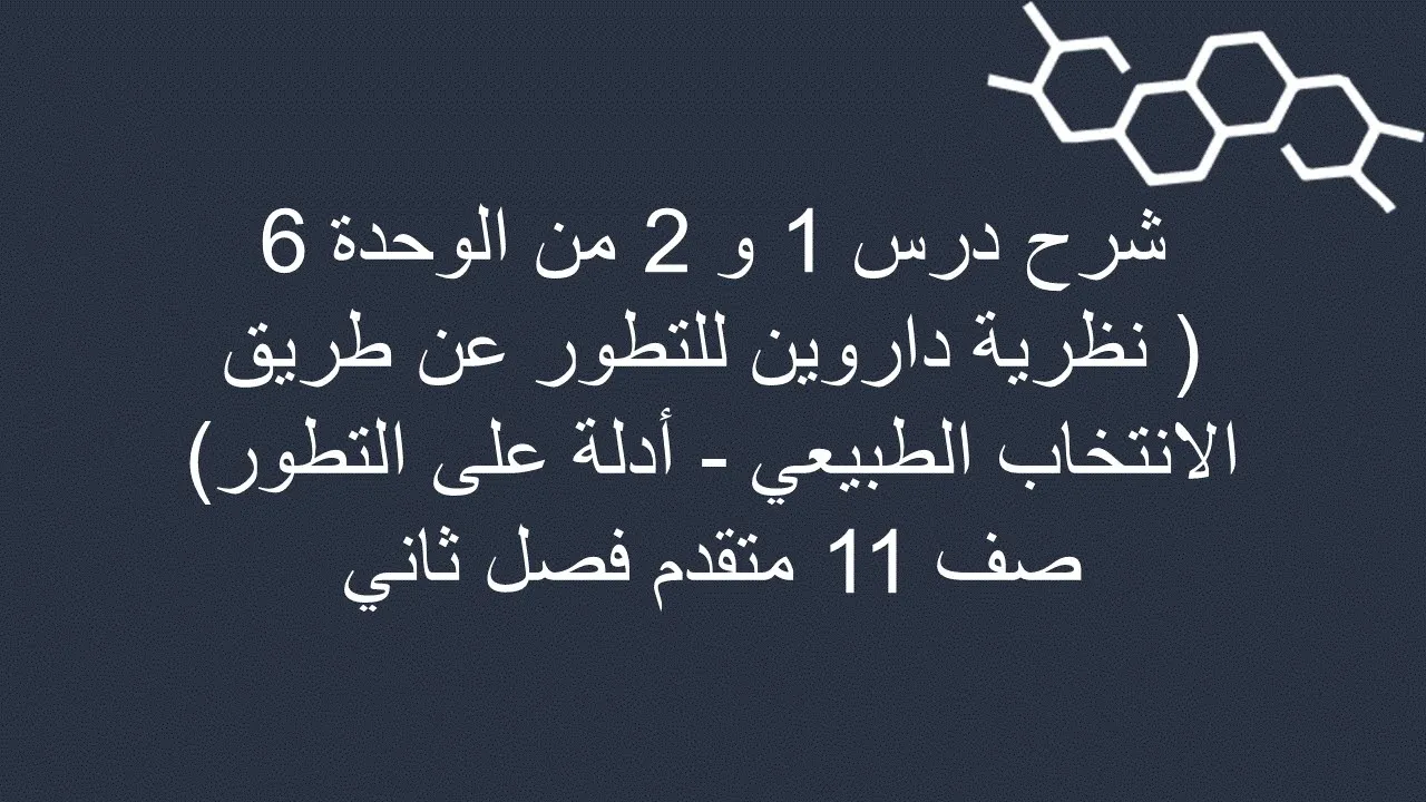 شرح القسم1و2 (نظرية داروين للتطور بالانتخاب الطبيعي-أدلة على التطور) الوحدة4(التطور) 11و 12 فصل ثاني