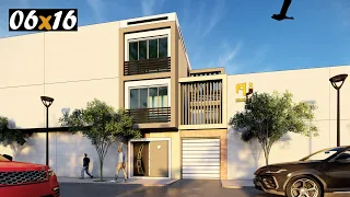 تصميم منزل عصري 96 متر مربع واجهة واحدة 06 متر 