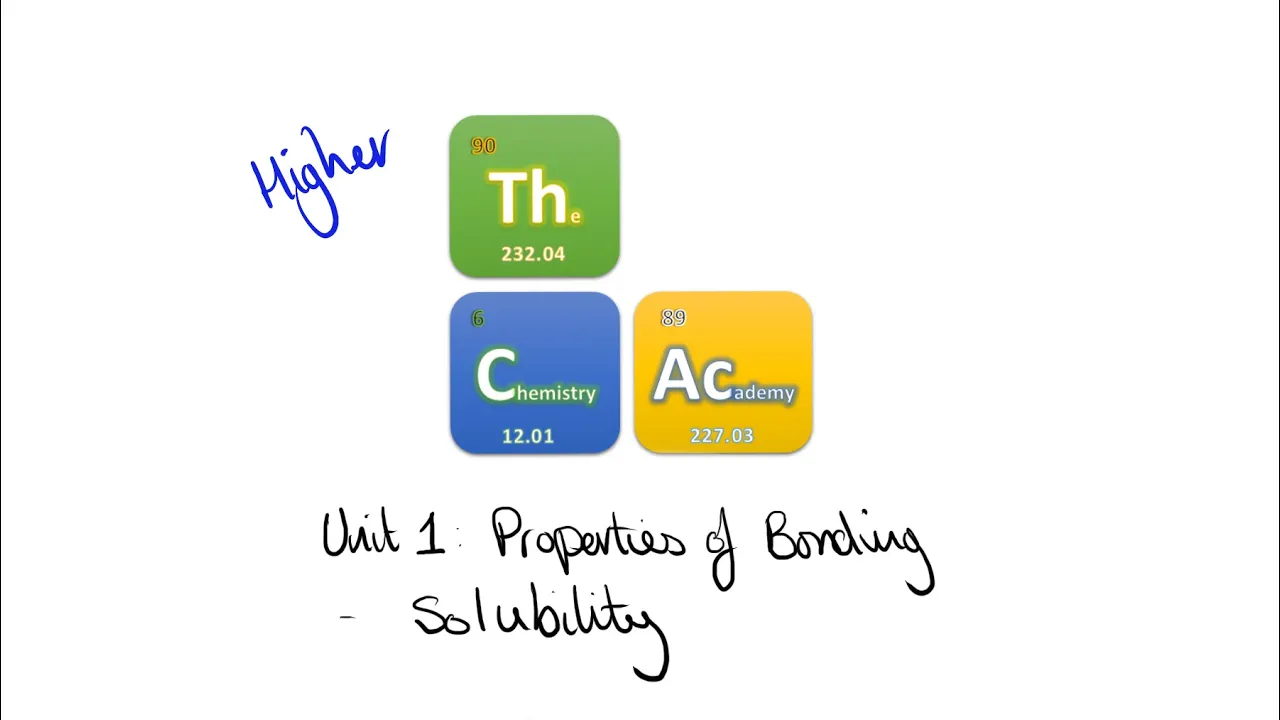 Higher Chemistry: Unit 1- Properties of Bonding : Solubility