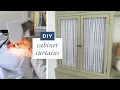 DIY Home Office - Making curtains for built-in cabinets using sheets