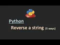 Python Tutorial in Hindi How to Reverse String in Python String in Python
