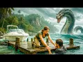 Two giant creatures threaten an isolated island action adventure in Spanish