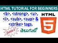 Html tutorial for beginners in telugu Formatting tags Bold Italic sub sup u tags Class 5