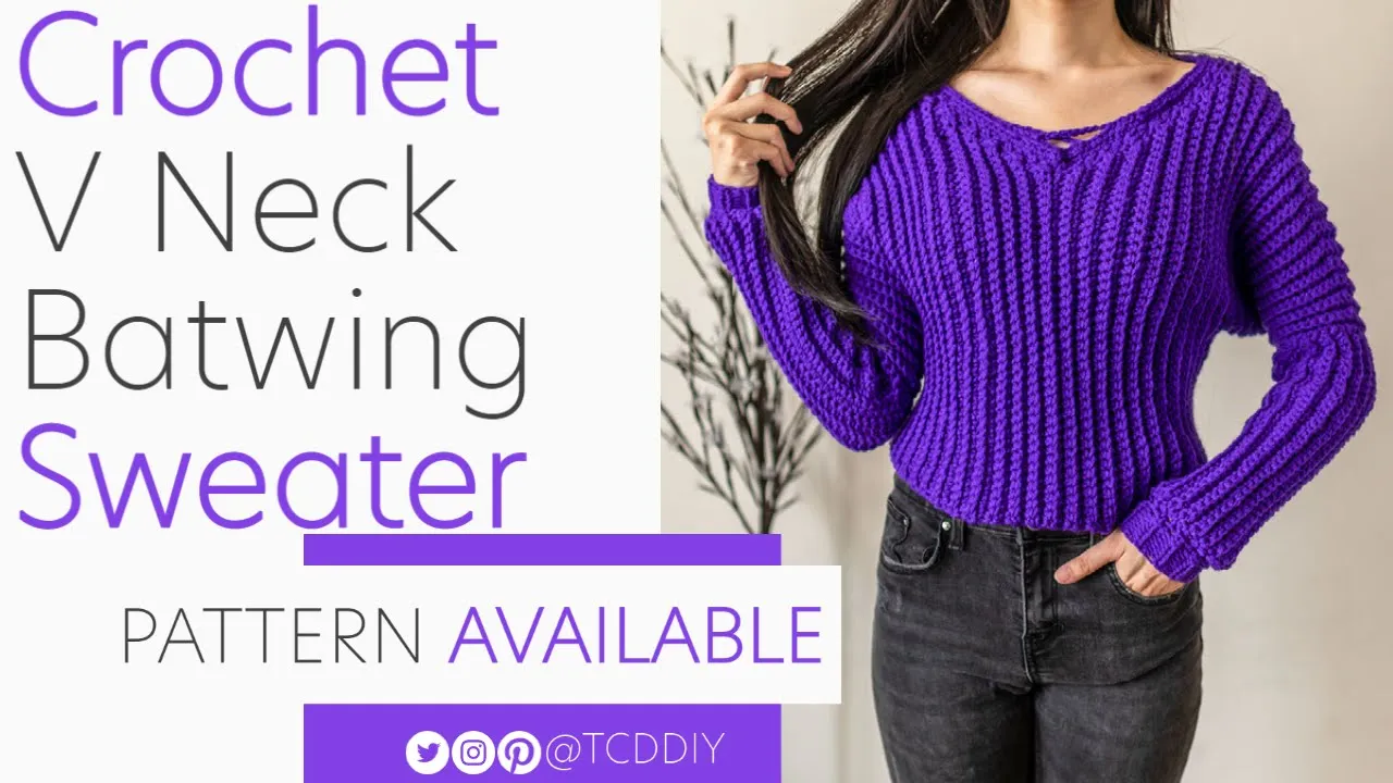 EASY Crochet V Neck Batwing Sweater | Pattern & Tutorial DIY