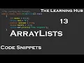 ArrayLists Code Snippets 13