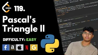 Pascal s Triangle II Leet code 119 Theory explained Python code