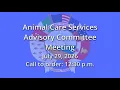 Animal Care Services Advisory Committee Meeting 2026