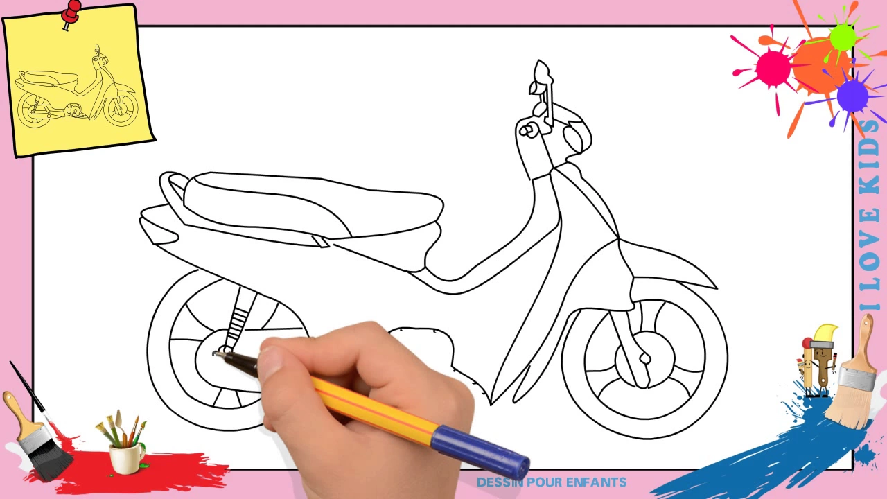 Dessin moto - Comment dessiner une moto FACILEMENT etape par etape pour ENFANTS