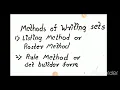 Methods of writing set list method in Hindi
