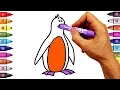 How to Draw Penguin for Children Drawing and Coloring Page for Kids Baby
