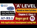 PHP Class 1 A LEVEL A9 2-R5 Web Applications Development using PHP NIELIT A Level