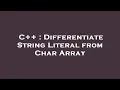 C Differentiate String Literal from Char Array