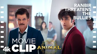 animal movie scene ranbir threatens the bullies car chase ranbir k anil k sandeep v bhushan k