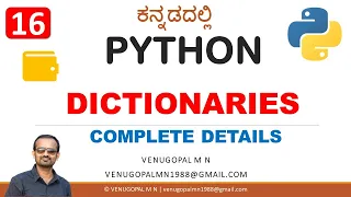 Python Programming in Kannada 16 DICTIONARIES in Python VENUGOPAL M N