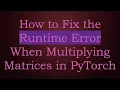 How to Fix the Runtime Error When Multiplying Matrices in PyTorch