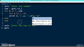 101 Learn python and ruby programming - Multi multiplication table