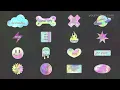 Holographic TitlesDigital Sticker Sheet Y2K Design Kit