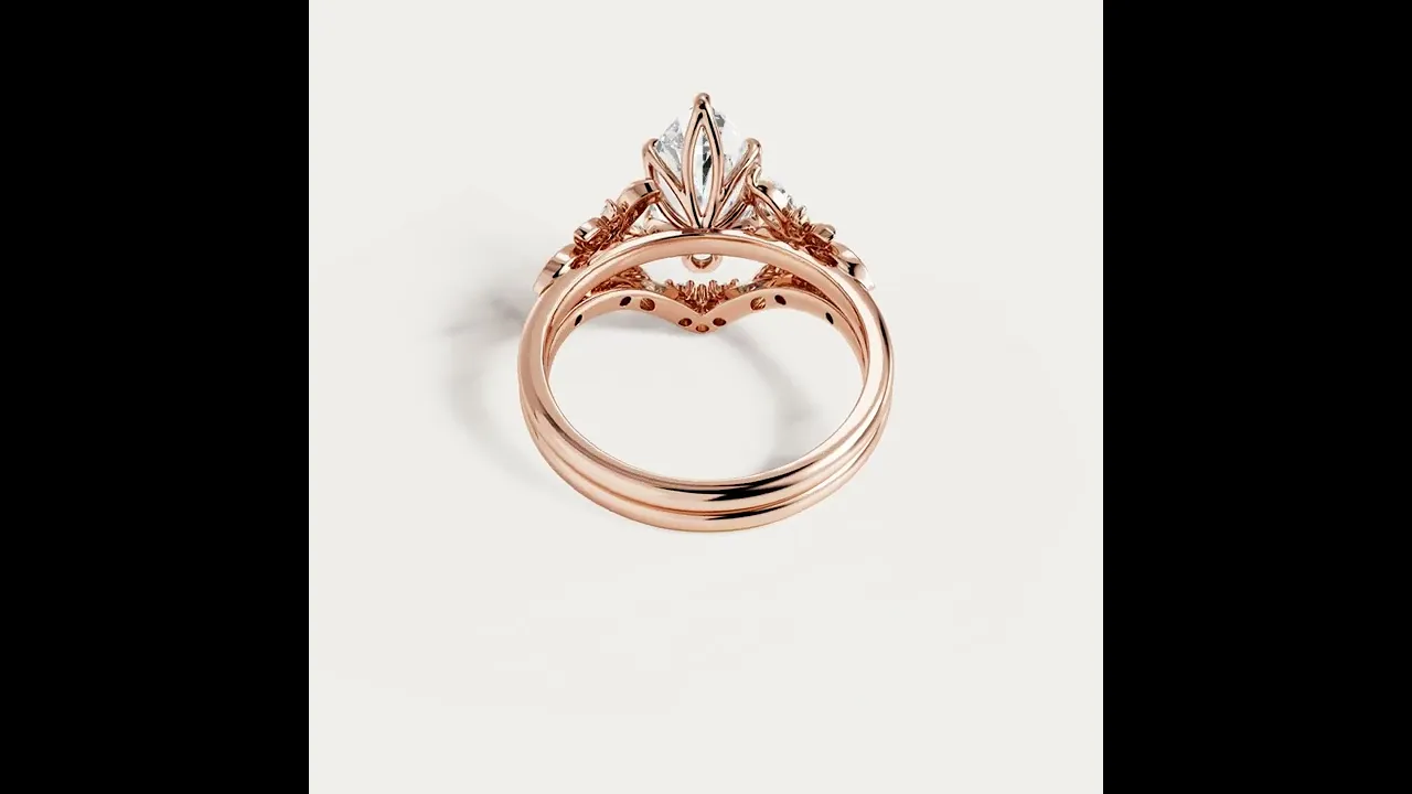 Ornella丨Marquise Cut Lab-Grown Diamond Botanical Bridal Ring Set