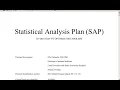Statistical Analysis Plan SAP