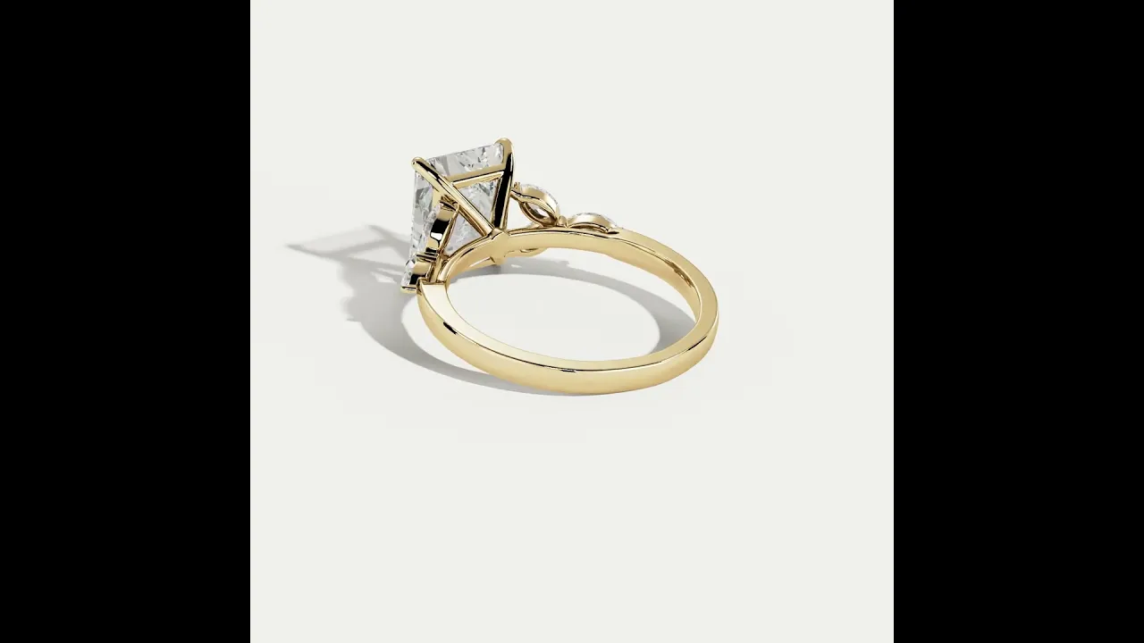 Fauna丨Radiant Lab-Grown Diamond Engagement Ring with Petal Accents