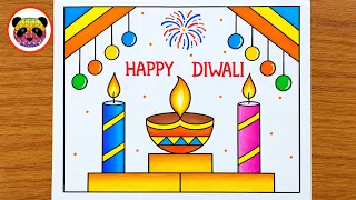 Diwali Drawing / Diwali Drawing Easy / Happy Diwali Drawing / Diwali Diya Drawing / Diwali Poster