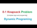 Knapsack problem using dynamic programming complete logic and programming