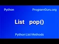 Python List pop Method - Syntax Examples