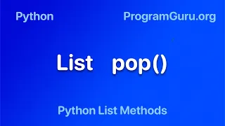 Python List pop Method - Syntax Examples