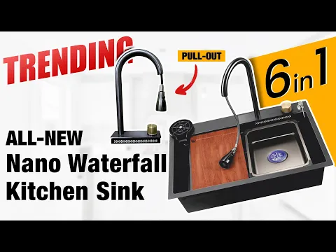 Download MP3 TRENDING Nano Waterfall Kitchen Sink | Single Bowl Sink | Ruhe Kitchen Sinks | Pull-Out Mixer Faucet