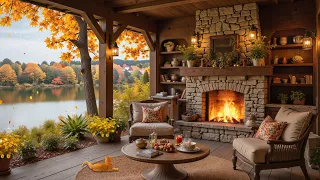 Cozy Autumn Atmosphere Warm Crackling Fireplace With Soothing Piano Music 
