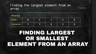 Finding largest or smallest elements from an array - Chapter 6 Part 3