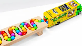 ASMR Marble Run Race ☆ HABA Slope&Retro Makita Truck, Excavator Garbage Truck, Ambulance, Dump Truck