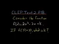CLEP College Algebra Evaluating Functions 4